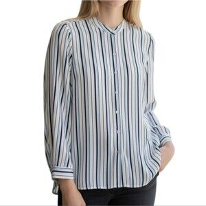 Spense Pinstriped Button Front Blouse